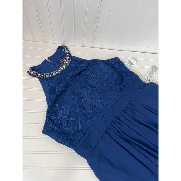 NWT Alex Evenings Bridesmaid Dress Navy Blue Jeweled Embroidered Size 16 - Picture 9 of 11